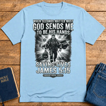 God Sends Me to Be His Hands T-Shirt - Light Blue