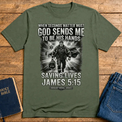 God Sends Me to Be His Hands T-Shirt - Military Green