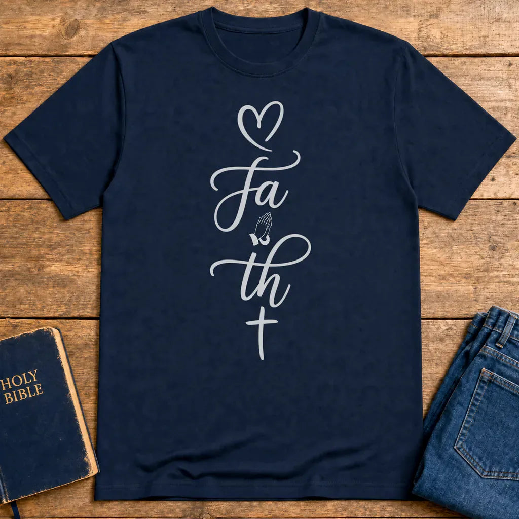 Faith In Prayer T-Shirt - Navy