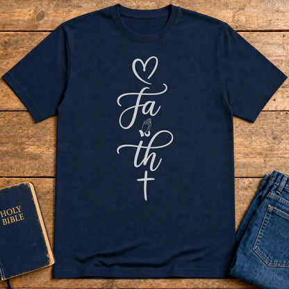 Faith In Prayer T-Shirt - Navy