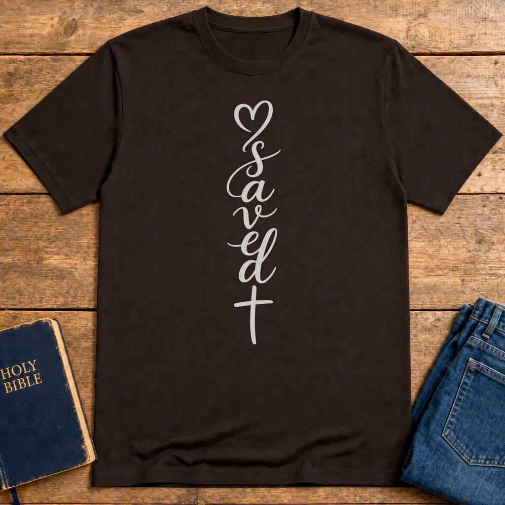 Saved by the cross T-Shirt - Dark Chocolate