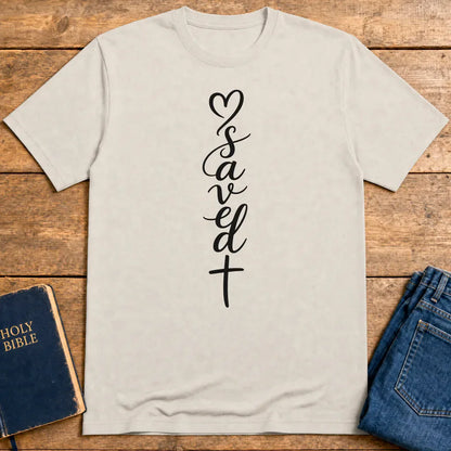 Saved by the cross T-Shirt - Ice Grey