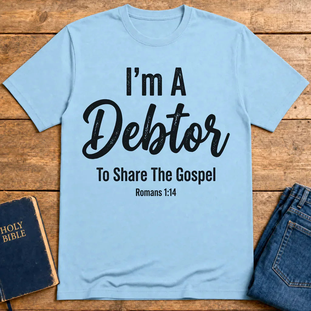 Gospel Debtor T-Shirt - Light Blue