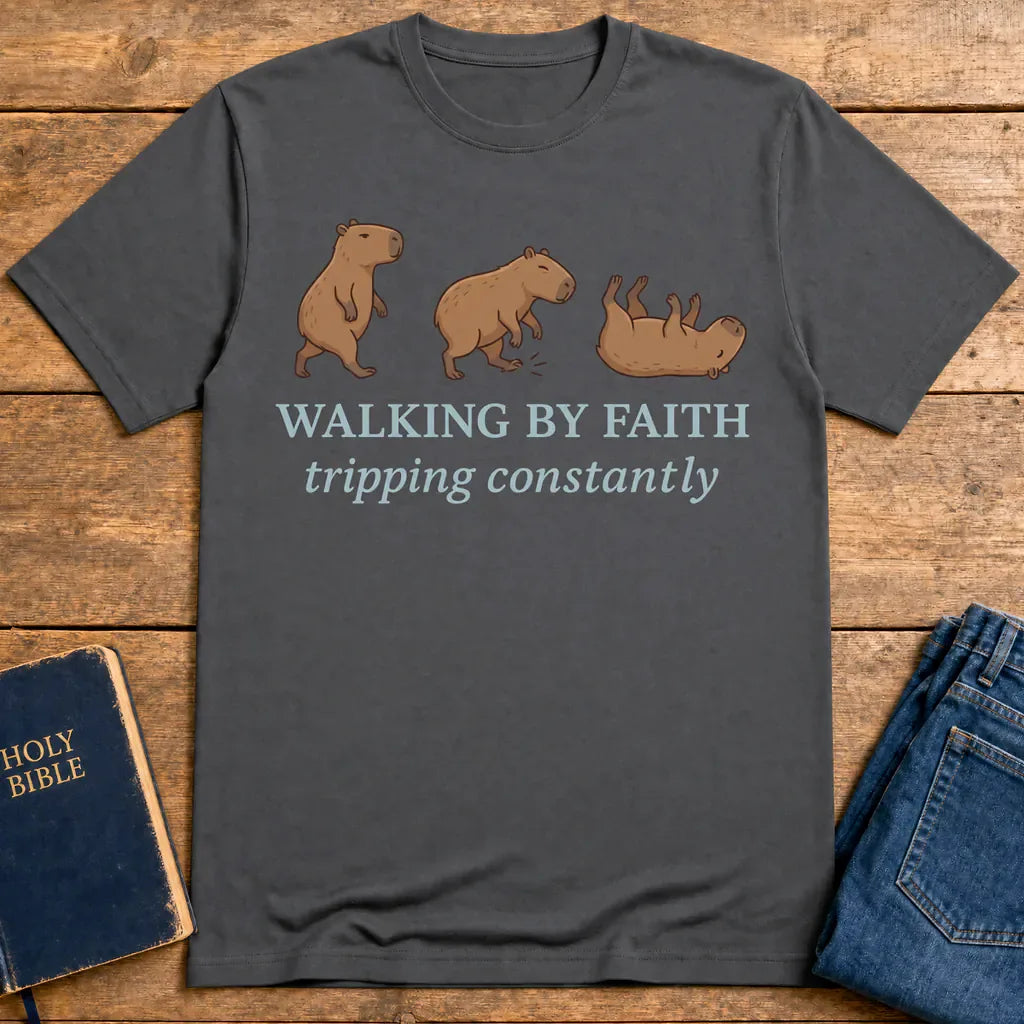 Walking by Faith T-Shirt - Charcoal