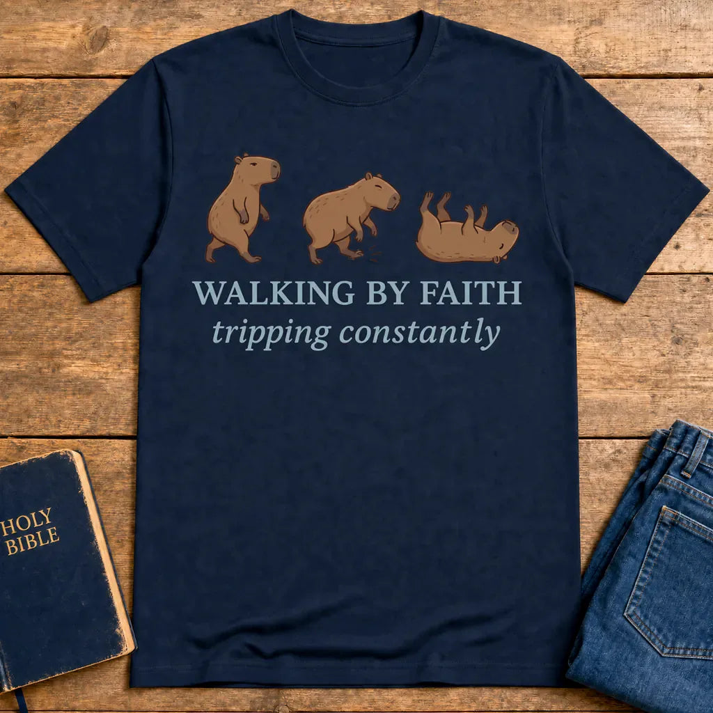 Walking by Faith T-Shirt - Navy