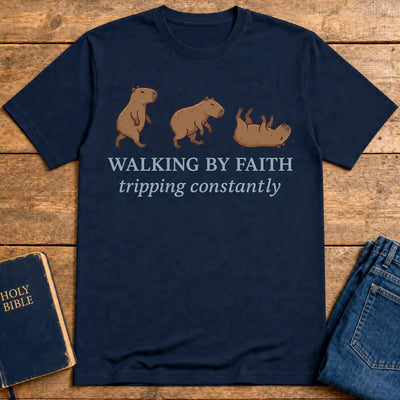 Walking by Faith T-Shirt - Navy