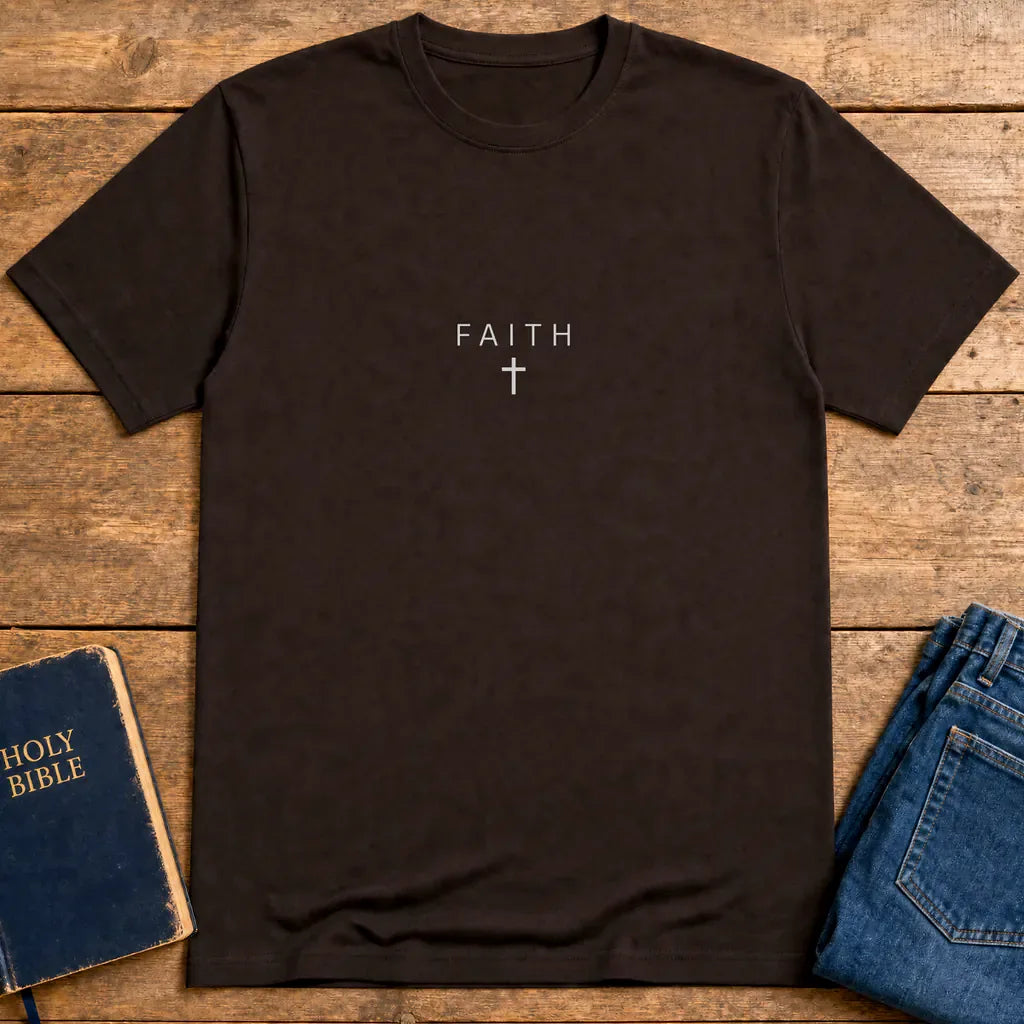 Faith Cross T-Shirt - Dark Chocolate