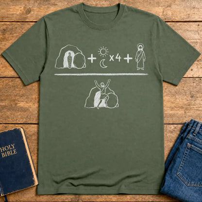 He Is Risen Equation T-Shirt - Military Green