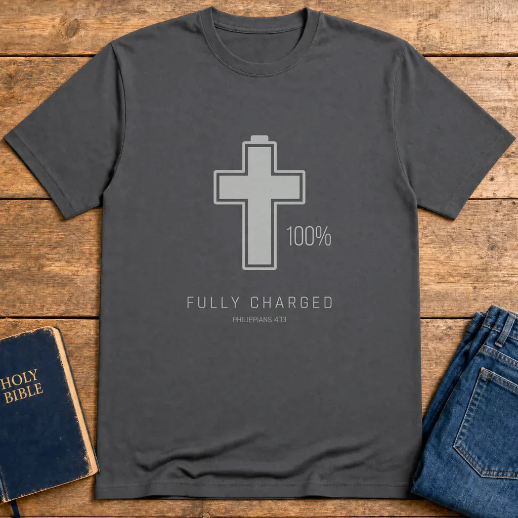 Fully Charged in Christ T-Shirt - Charcoal