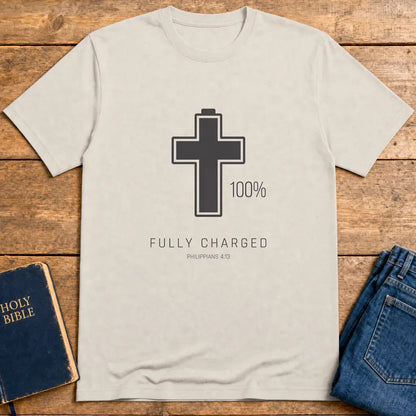 Fully Charged in Christ T-Shirt - Ice Grey