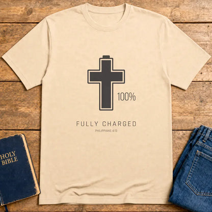 Fully Charged in Christ T-Shirt - Natural