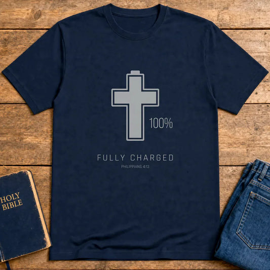 Fully Charged in Christ T-Shirt - Navy