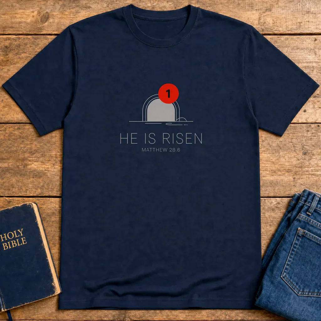 He Is Risen Notification T-Shirt - Navy