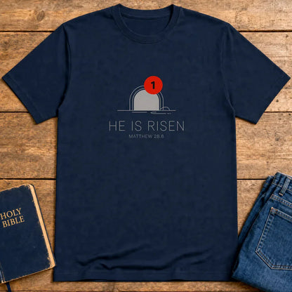 He Is Risen Notification T-Shirt - Navy
