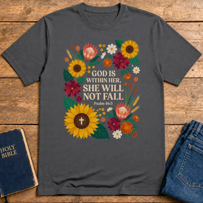 She Will Not Fall T-Shirt - Charcoal