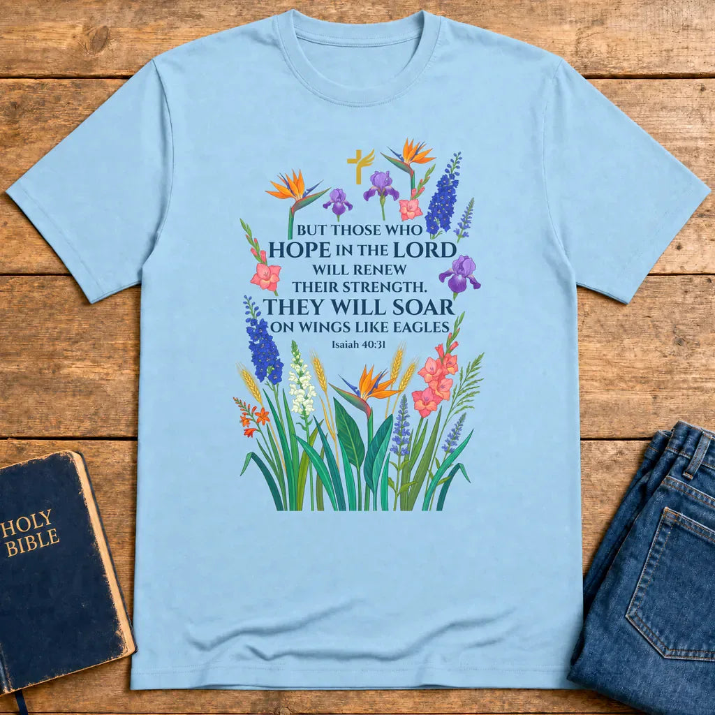 Soar on Wings Like Eagles T-Shirt - Light Blue