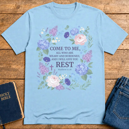 Rest in His Promise T-Shirt - Light Blue