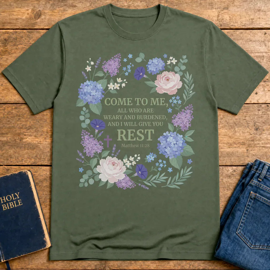 Rest in His Promise T-Shirt - Military Green