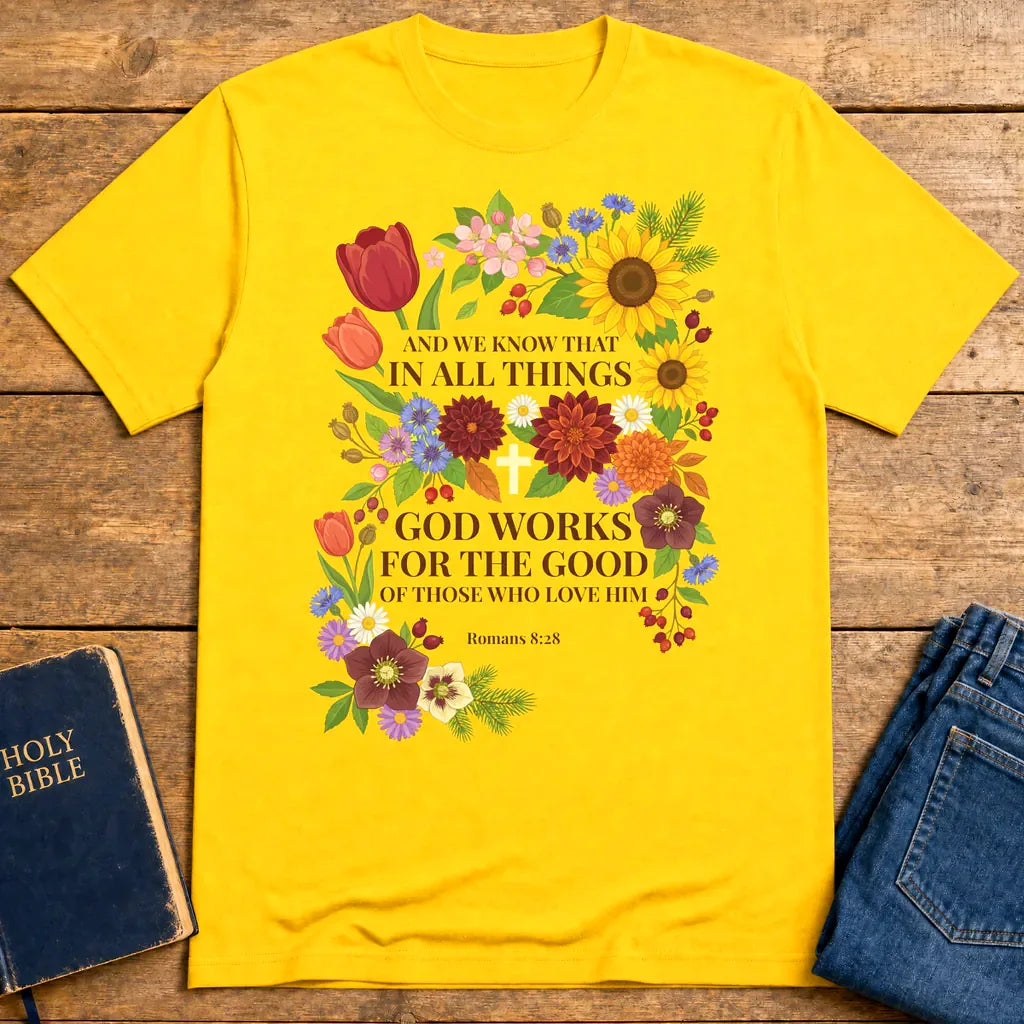 God Works for the Good T-Shirt - Daisy