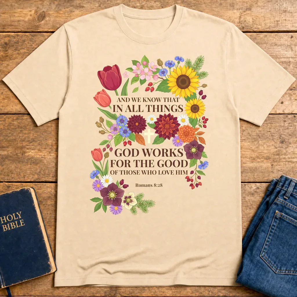 God Works for the Good T-Shirt - Natural