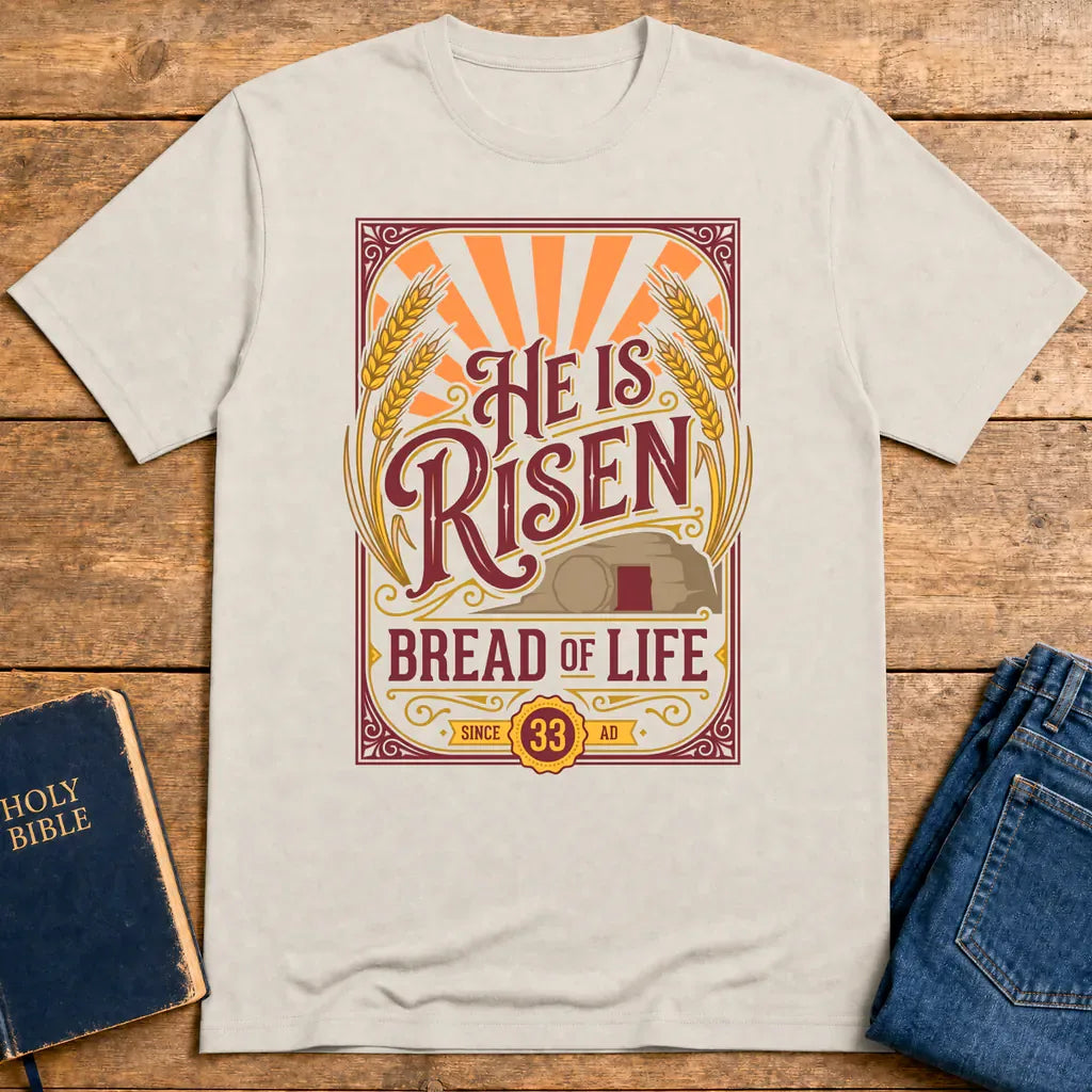 He Is Risen Bread of Life T-Shirt - Ice Grey