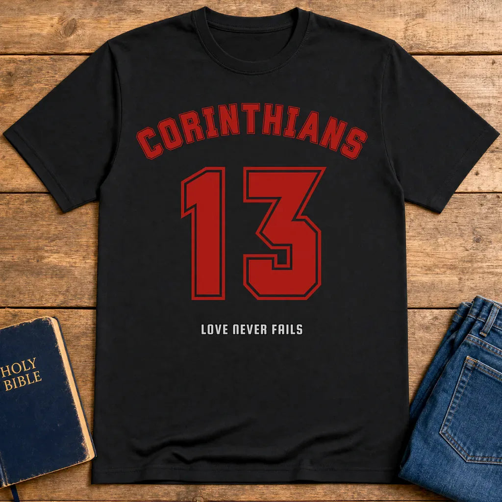 Corinthians 13 Love Never Fails T-Shirt - Black