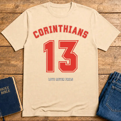 Corinthians 13 Love Never Fails T-Shirt - Natural