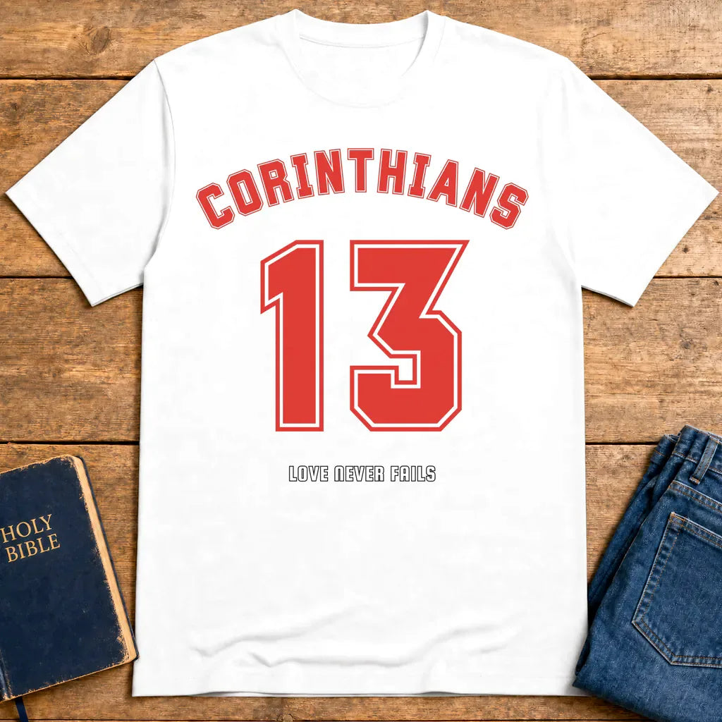 Corinthians 13 Love Never Fails T-Shirt - White
