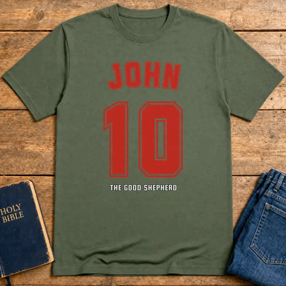 John 10 The Good Shepherd T-Shirt - Military Green