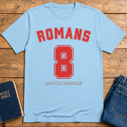 Romans 8 Victory T-Shirt - Light Blue