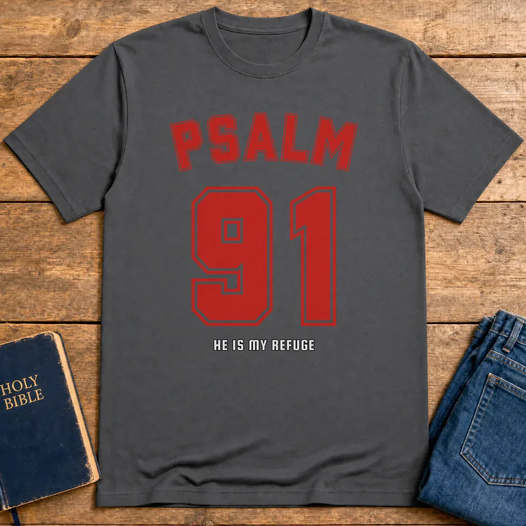 Psalm 91 Refuge T-Shirt - Charcoal