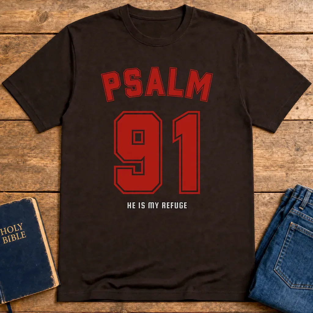 Psalm 91 Refuge T-Shirt - Dark Chocolate