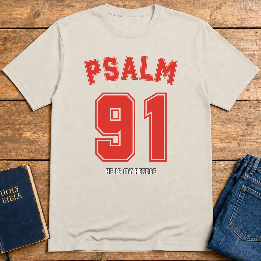 Psalm 91 Refuge T-Shirt - Ice Grey