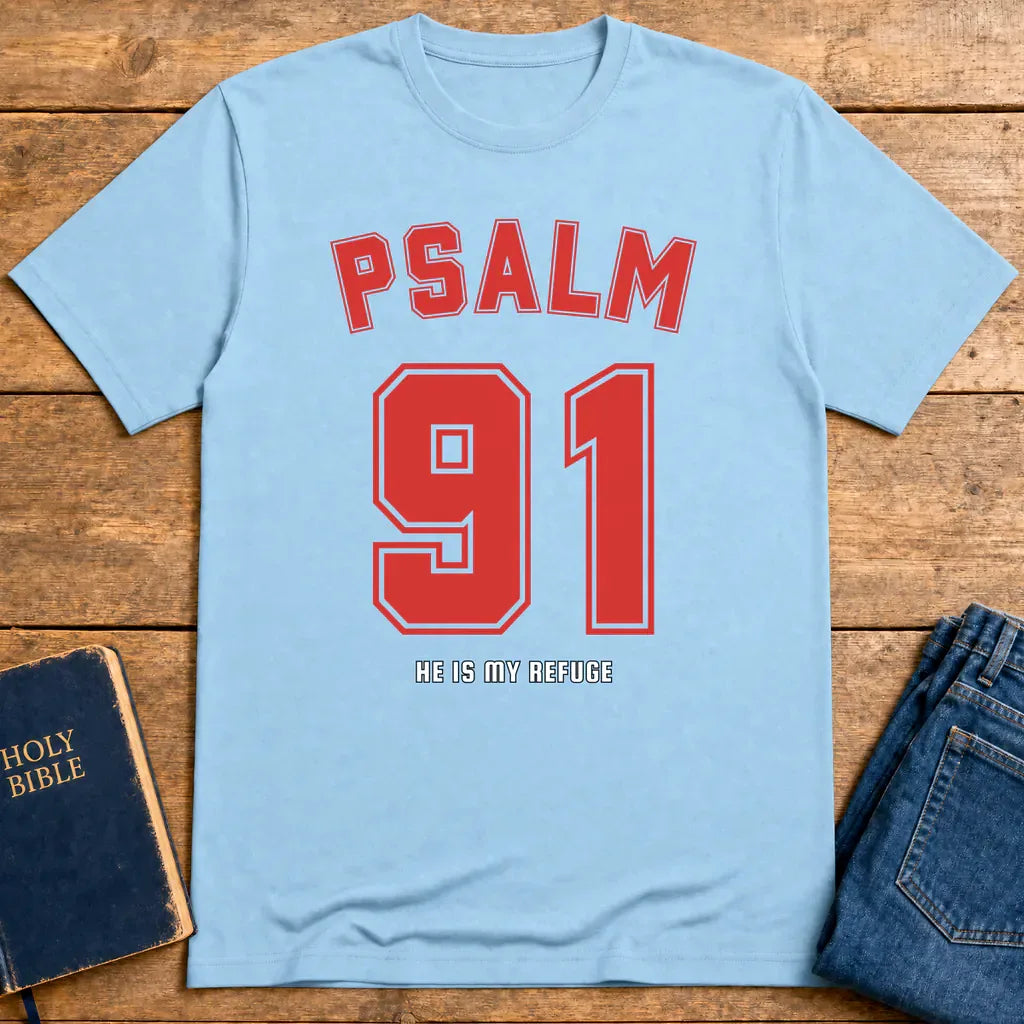 Psalm 91 Refuge T-Shirt - Light Blue