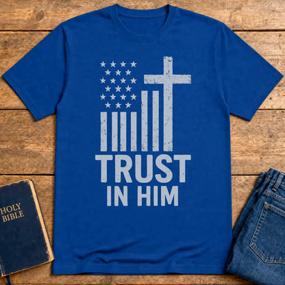 Trust In Him Cross Flag T-Shirt - Royal