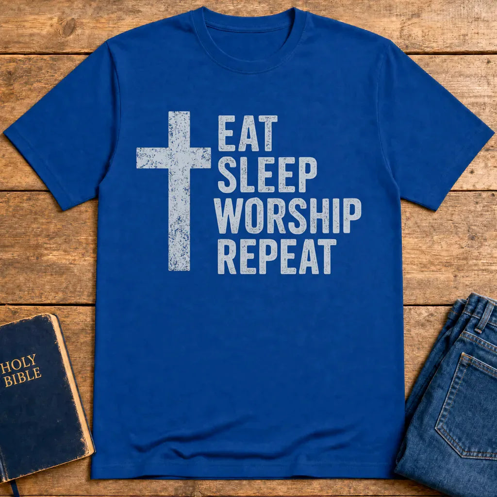 Eat Sleep Worship Repeat T-Shirt - Royal