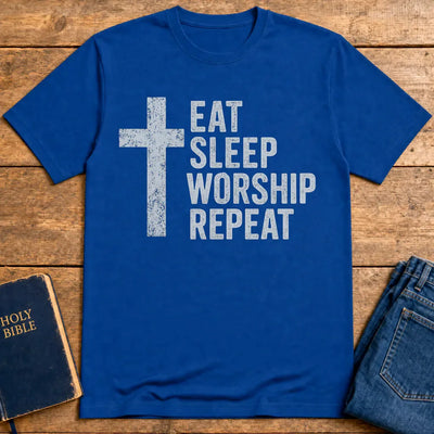 Eat Sleep Worship Repeat T-Shirt - Royal