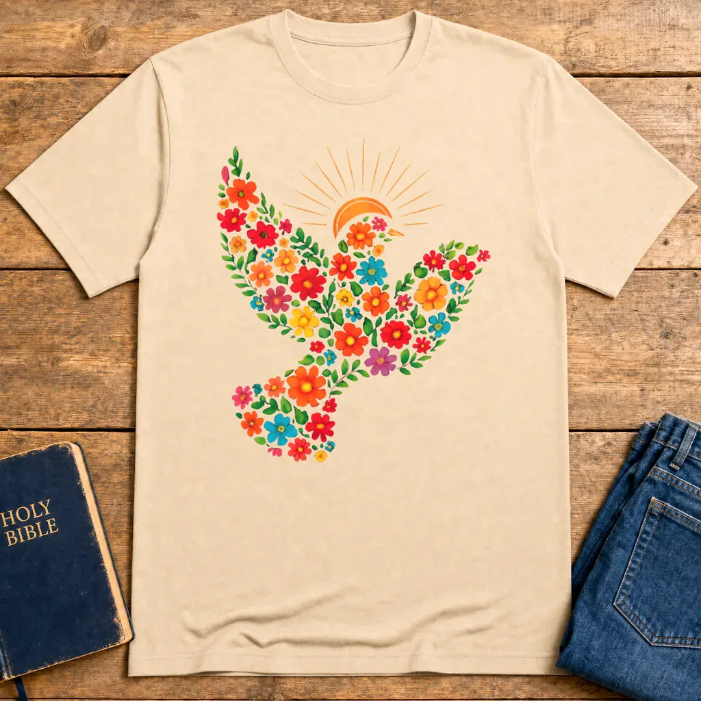 Floral Dove of Peace T-Shirt - Natural
