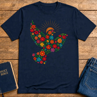 Floral Dove of Peace T-Shirt - Navy