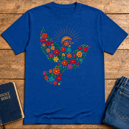 Floral Dove of Peace T-Shirt - Royal