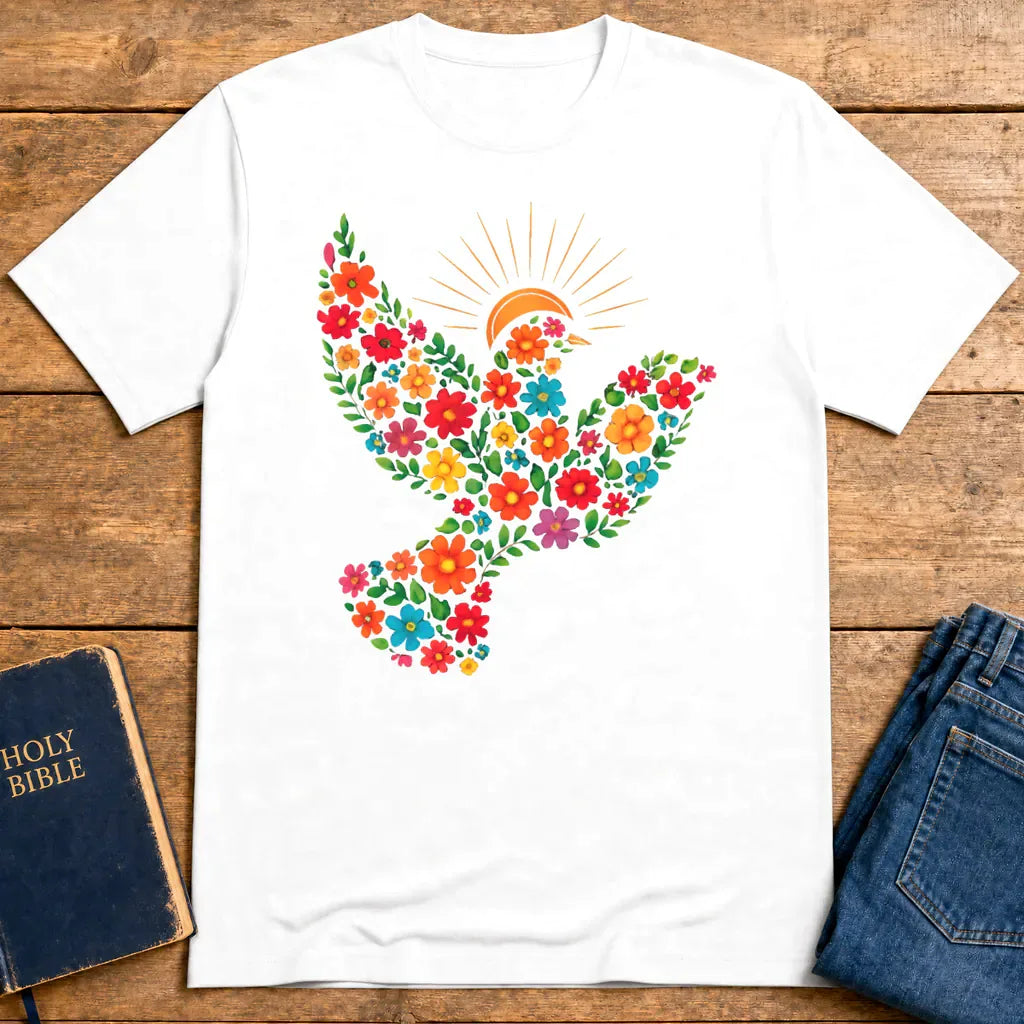 Floral Dove of Peace T-Shirt - White