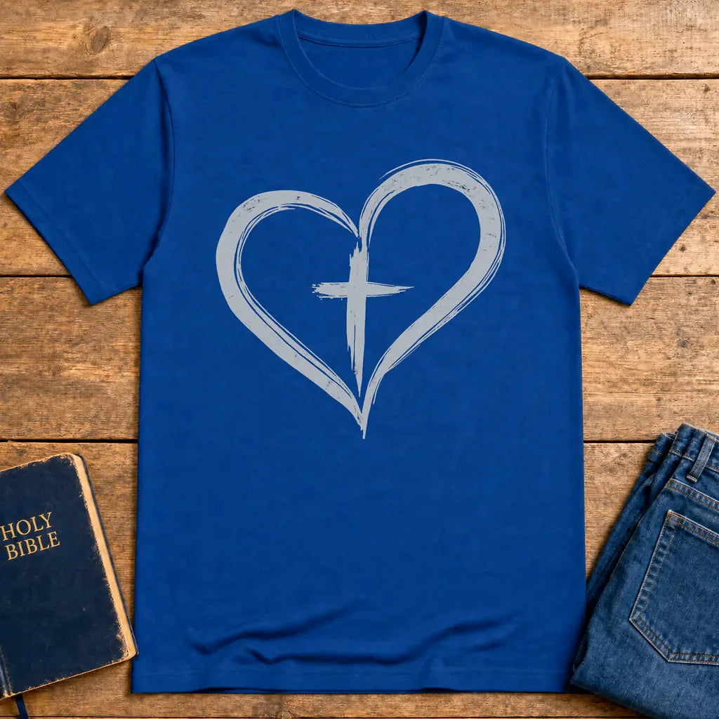 Cross in Heart T-Shirt - Royal