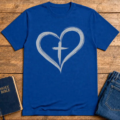 Cross in Heart T-Shirt - Royal