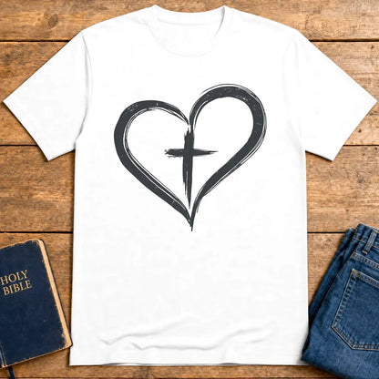 Cross in Heart T-Shirt - White