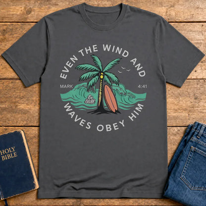 Even the Waves Obey T-Shirt - Charcoal