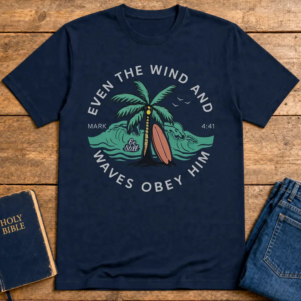 Even the Waves Obey T-Shirt - Navy
