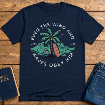 Even the Waves Obey T-Shirt - Navy