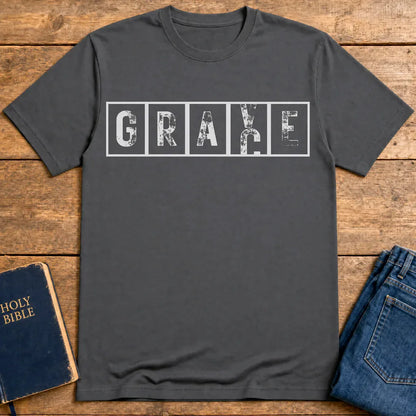 Grace Cross Blocks T-Shirt - Charcoal