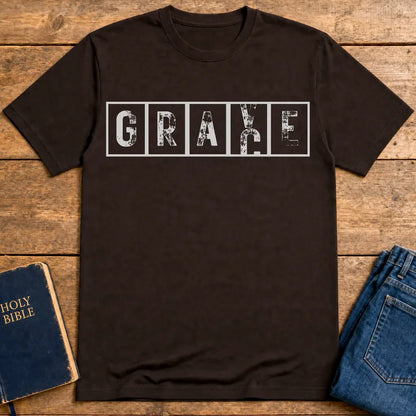 Grace Cross Blocks T-Shirt - Dark Chocolate