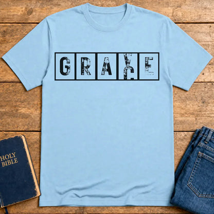 Grace Cross Blocks T-Shirt - Light Blue